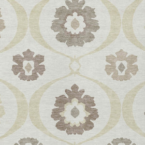 Homeroots 3' Black Ivory And Taupe Medallion Washable Area Rug For Indoor And Outdoor Spaces, Durable Design 9' X 12' Polyester 589618