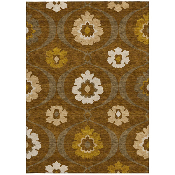 Homeroots 3' Black Ivory And Taupe Medallion Washable Area Rug For Indoor And Outdoor Spaces, Durable Design 3' X 5' Polyester 589620