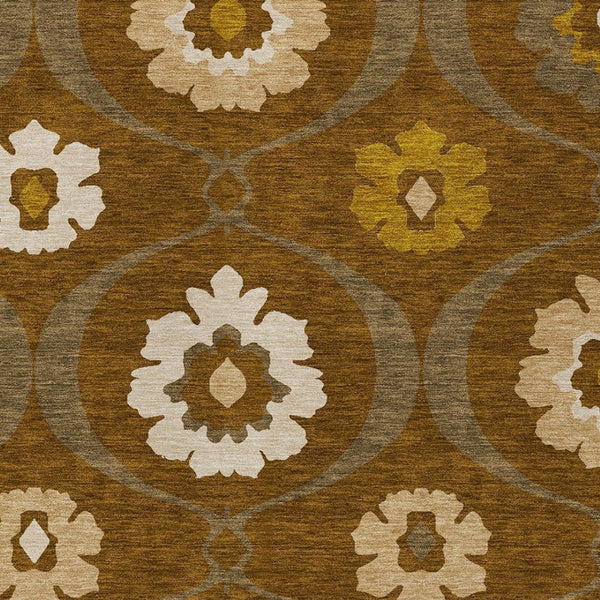 Homeroots 3' Black Ivory And Taupe Medallion Washable Area Rug For Indoor And Outdoor Spaces, Durable Design 8' X 10' Polyester 589623