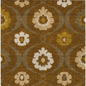 Homeroots 3' Black Ivory And Taupe Medallion Washable Area Rug For Indoor And Outdoor Spaces, Durable Design 9' X 12' Polyester 589624