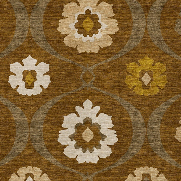 Homeroots 3' Black Ivory And Taupe Medallion Washable Area Rug For Indoor And Outdoor Spaces, Durable Design 9' X 12' Polyester 589624