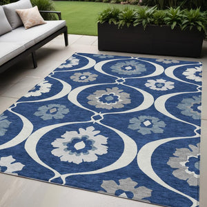 Homeroots 3' Black Ivory And Taupe Medallion Washable Area Rug For Indoor And Outdoor Spaces, Durable Design 5' X 8' Polyester 589627