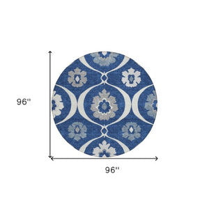 Homeroots 3' Black Ivory And Taupe Medallion Washable Area Rug For Indoor And Outdoor Spaces, Durable Design 8' Round Polyester 589628