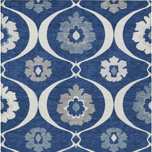 HomeRoots 9' Navy Blue and Ivory Medallion Area Rug - Stylish, Durable, Machine Washable for Indoor and Outdoor Use 9' X 12' 589630