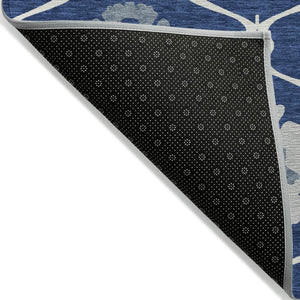HomeRoots 9' Navy Blue and Ivory Medallion Area Rug - Stylish, Durable, Machine Washable for Indoor and Outdoor Use 9' X 12' 589630
