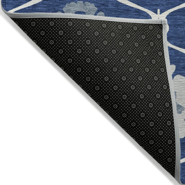 HomeRoots 9' Navy Blue and Ivory Medallion Area Rug - Stylish, Durable, Machine Washable for Indoor and Outdoor Use 9' X 12' 589630