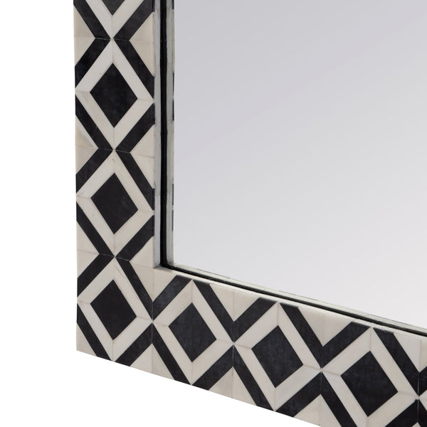 Butler Specialty Company Verona 24" W X 36" H Rectangular Bone-inlay Wall Mirror For Elegant Spaces Black,White Mdf,Mirror,Acacia,Resin 5896318-butler