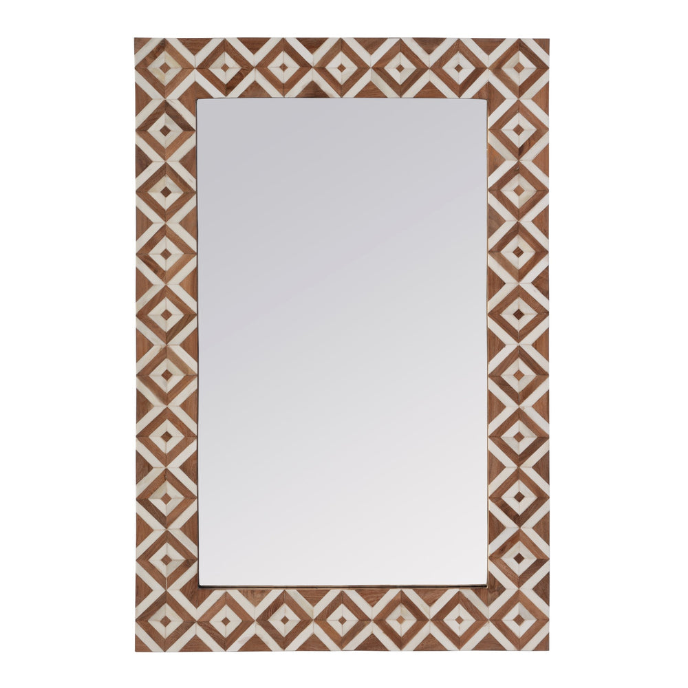 Butler Specialty Company Verona 24" W X 36" H Rectangular Bone-inlay Wall Mirror For Elegant Spaces Brown,Tan Mdf,Mirror,Acacia,Resin 5896338-butler