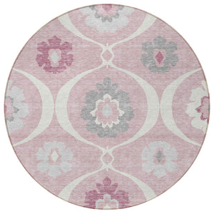 Homeroots 3' Black Ivory And Taupe Medallion Washable Area Rug For Indoor And Outdoor Spaces, Durable Design 8' Round Polyester 589634