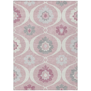 HomeRoots 9' Elegant Pink Blush and Gray Medallion Washable Area Rug for Indoor and Outdoor Spaces 9' X 12' 589636