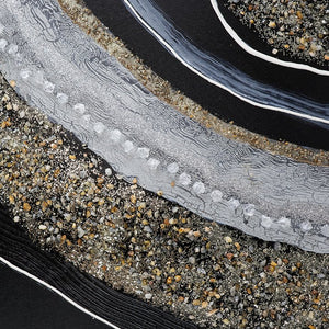 English Elm 70.9X19.7X1.5" Elongated Landscape Oil Painting With Metallic Accents And Textured Stones For Modern Decor W2078P313340