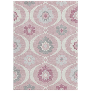 HomeRoots 5' Pink Blush and Gray Medallion Area Rug – Stylish, Washable, Durable Design for Indoor and Outdoor Use 10' X 14' 589637