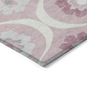 HomeRoots 5' Pink Blush and Gray Medallion Area Rug – Stylish, Washable, Durable Design for Indoor and Outdoor Use 10' X 14' 589637