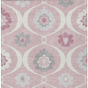 HomeRoots 5' Pink Blush and Gray Medallion Area Rug – Stylish, Washable, Durable Design for Indoor and Outdoor Use 10' X 14' 589637