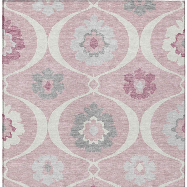 HomeRoots 5' Pink Blush and Gray Medallion Area Rug – Stylish, Washable, Durable Design for Indoor and Outdoor Use 10' X 14' 589637