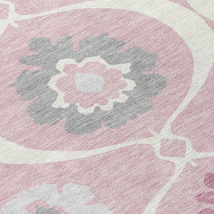 HomeRoots 5' Pink Blush and Gray Medallion Area Rug – Stylish, Washable, Durable Design for Indoor and Outdoor Use 10' X 14' 589637