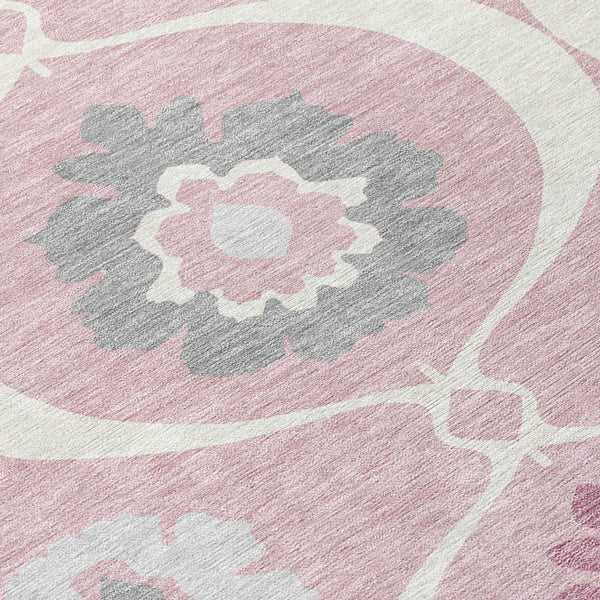 HomeRoots 5' Pink Blush and Gray Medallion Area Rug – Stylish, Washable, Durable Design for Indoor and Outdoor Use 10' X 14' 589637