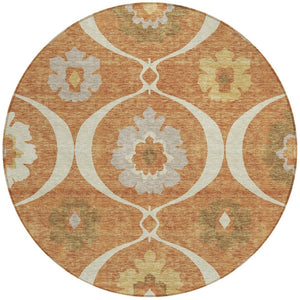 Homeroots 3' Black Ivory And Taupe Medallion Washable Area Rug For Indoor And Outdoor Spaces, Durable Design 8' Round Polyester 589640