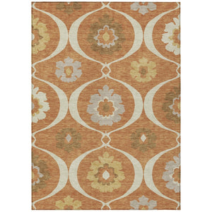 HomeRoots 5' Stylish Orange Copper and Gray Medallion Area Rug – Washable, Durable for Indoor & Outdoor Spaces 8' X 10' 589641