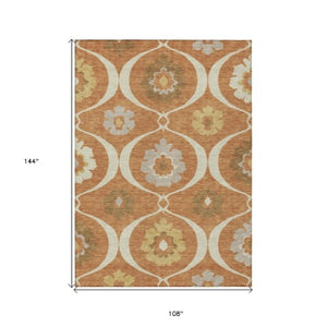 Homeroots 3' Black Ivory And Taupe Medallion Washable Area Rug For Indoor And Outdoor Spaces, Durable Design 9' X 12' Polyester 589642