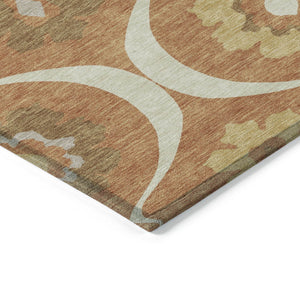 Homeroots 3' Black Ivory And Taupe Medallion Washable Area Rug For Indoor And Outdoor Spaces, Durable Design 9' X 12' Polyester 589642