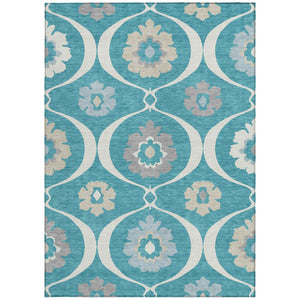 Homeroots 3' Black Ivory And Taupe Medallion Washable Area Rug For Indoor And Outdoor Spaces, Durable Design 5' X 8' Polyester 589645