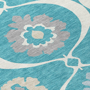 Homeroots 3' Black Ivory And Taupe Medallion Washable Area Rug For Indoor And Outdoor Spaces, Durable Design 8' Round Polyester 589646