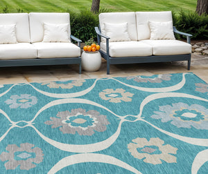 Homeroots 3' Black Ivory And Taupe Medallion Washable Area Rug For Indoor And Outdoor Spaces, Durable Design 10' X 14' Polyester 589649