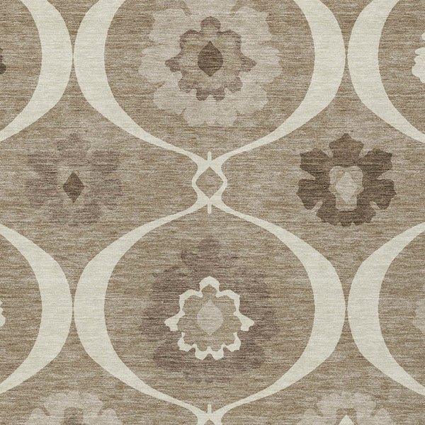 Homeroots 3' Black Ivory And Taupe Medallion Washable Area Rug For Indoor And Outdoor Spaces, Durable Design 5' X 8' Polyester 589651