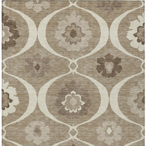 Homeroots 3' Black Ivory And Taupe Medallion Washable Area Rug For Indoor And Outdoor Spaces, Durable Design 8' X 10' Polyester 589653