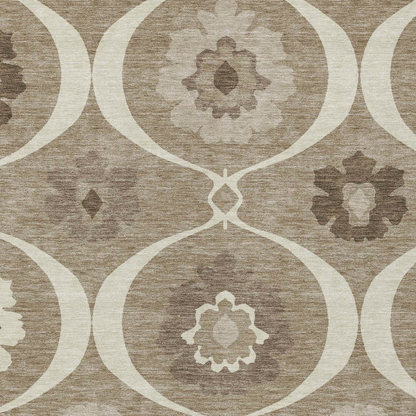 Homeroots 3' Black Ivory And Taupe Medallion Washable Area Rug For Indoor And Outdoor Spaces, Durable Design 8' X 10' Polyester 589653