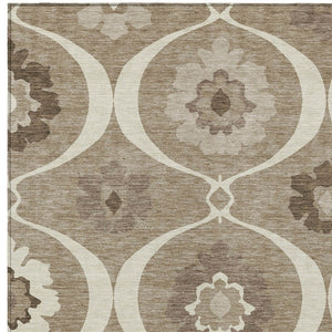 Homeroots 3' Black Ivory And Taupe Medallion Washable Area Rug For Indoor And Outdoor Spaces, Durable Design 9' X 12' Polyester 589654