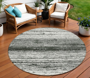 Homeroots 3' Black Ivory And Gray Striped Indoor Outdoor Area Rug - Stylish, Washable, And Stain Resistant! 8' Round Polyester 589658