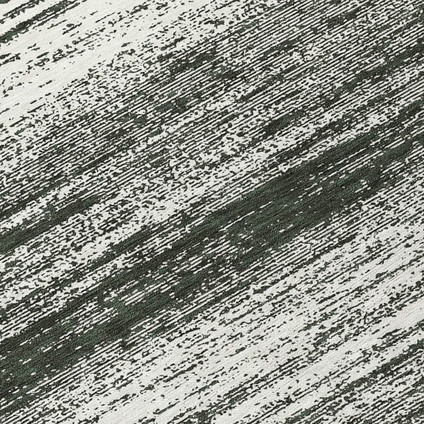 Homeroots 3' Black Ivory And Gray Striped Indoor Outdoor Area Rug - Stylish, Washable, And Stain Resistant! 8' Round Polyester 589658