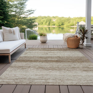 Homeroots 3' Black Ivory And Gray Striped Indoor Outdoor Area Rug - Stylish, Washable, And Stain Resistant! 3' X 5' Polyester 589662