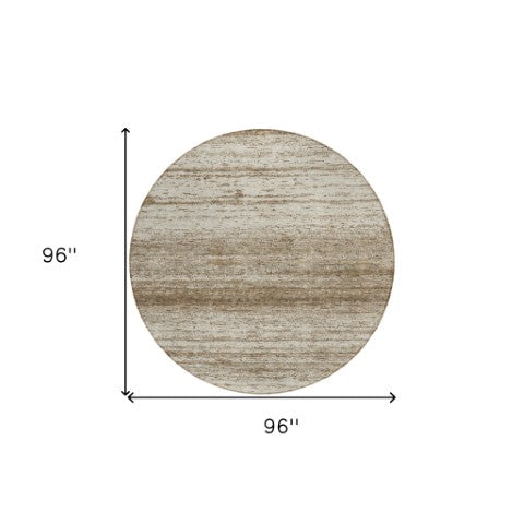 Homeroots 3' Black Ivory And Gray Striped Indoor Outdoor Area Rug - Stylish, Washable, And Stain Resistant! 8' Round Polyester 589664