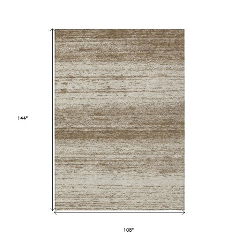 Homeroots 3' Black Ivory And Gray Striped Indoor Outdoor Area Rug - Stylish, Washable, And Stain Resistant! 9' X 12' Polyester 589666