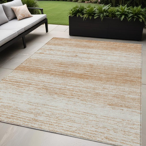 Homeroots 3' Black Ivory And Gray Striped Indoor Outdoor Area Rug - Stylish, Washable, And Stain Resistant! 5' X 8' Polyester 589669