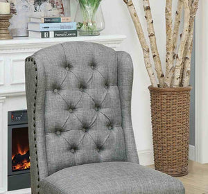 English Elm Rustic 2-Piece Wingback Side Chair Set With Nailhead Trim, Button Tufting, Antique Black & Gray Finish B2741P408969-GIGA
