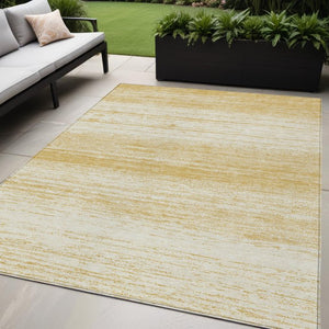 Homeroots 3' Black Ivory And Gray Striped Indoor Outdoor Area Rug - Stylish, Washable, And Stain Resistant! 5' X 8' Polyester 589675