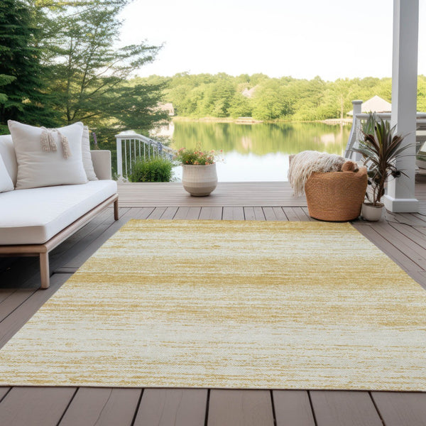 Homeroots 3' Black Ivory And Gray Striped Indoor Outdoor Area Rug - Stylish, Washable, And Stain Resistant! 9' X 12' Polyester 589678