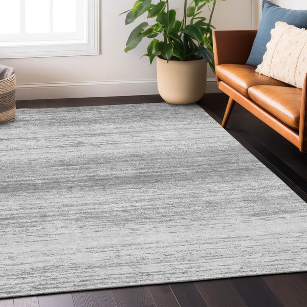 Homeroots 3' Black Ivory And Gray Striped Indoor Outdoor Area Rug - Stylish, Washable, And Stain Resistant! 3' X 5' Polyester 589680