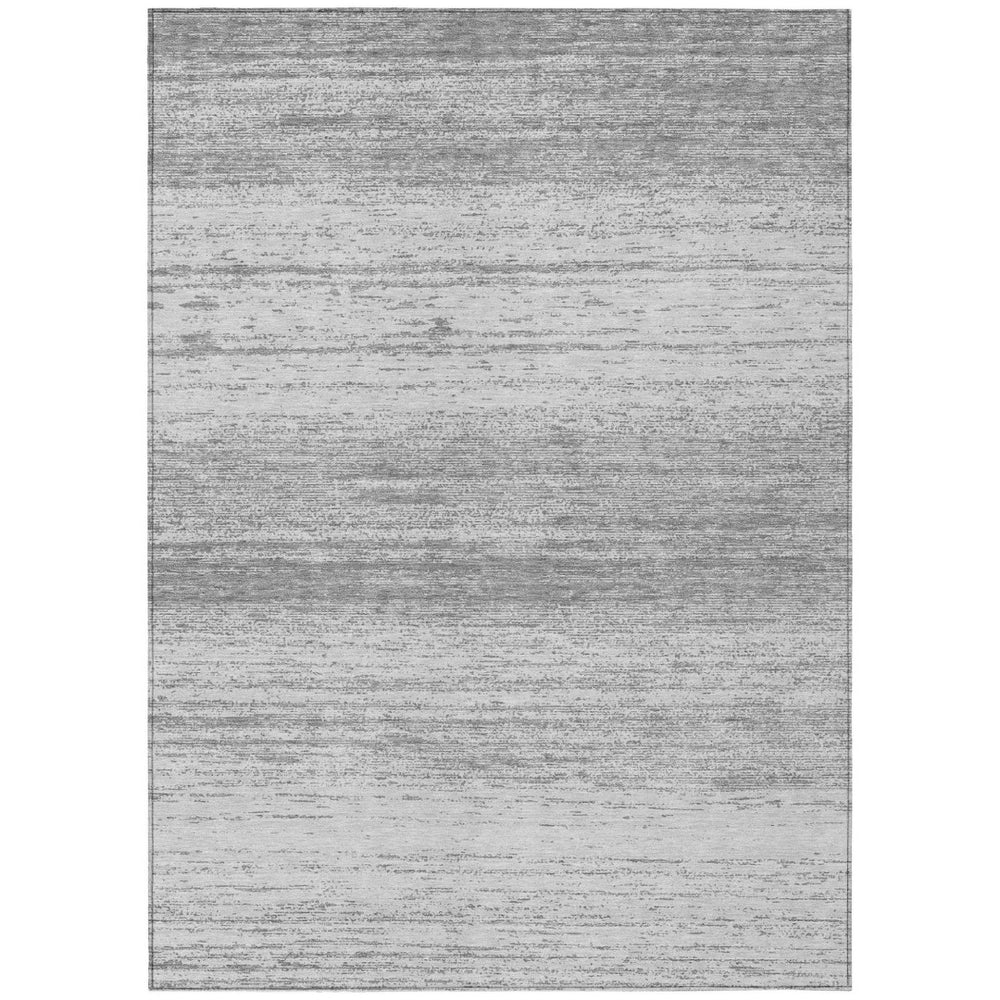 HomeRoots 5' Gray and Silver Striped Washable Area Rug for Indoor and Outdoor Durability and Style 5' X 8' 589681