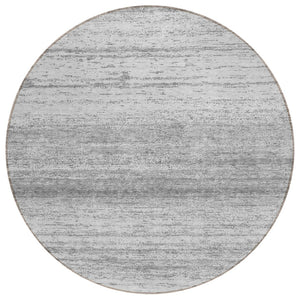 HomeRoots 5' Gray and Silver Striped Washable Area Rug for Indoor and Outdoor Durability and Style 8' Round 589682