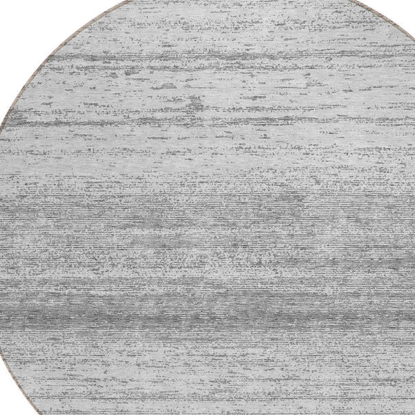 Homeroots 3' Black Ivory And Gray Striped Indoor Outdoor Area Rug - Stylish, Washable, And Stain Resistant! 8' Round Polyester 589682