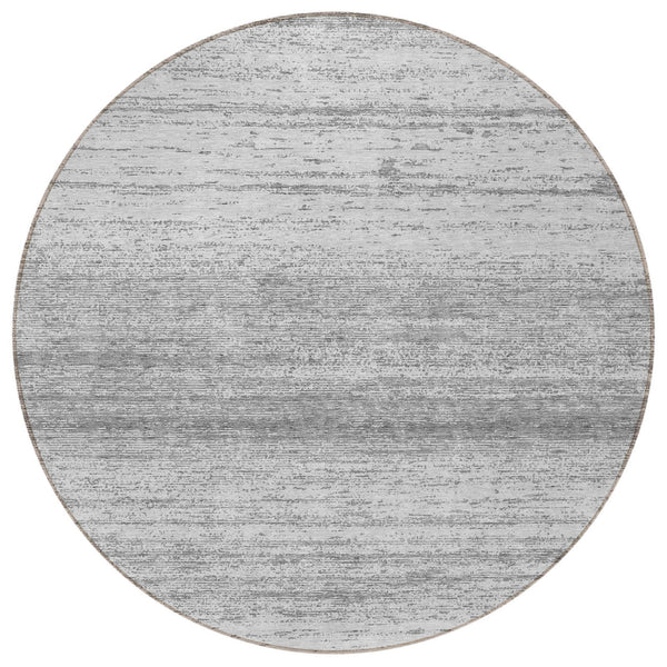 Homeroots 3' Black Ivory And Gray Striped Indoor Outdoor Area Rug - Stylish, Washable, And Stain Resistant! 8' Round Polyester 589682