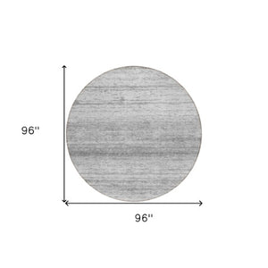 Homeroots 3' Black Ivory And Gray Striped Indoor Outdoor Area Rug - Stylish, Washable, And Stain Resistant! 8' Round Polyester 589682