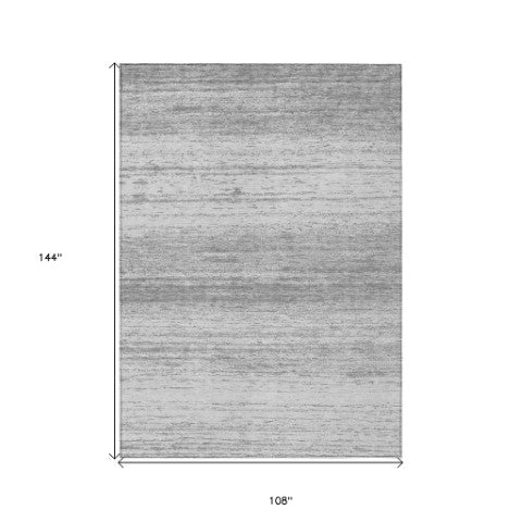 Homeroots 3' Black Ivory And Gray Striped Indoor Outdoor Area Rug - Stylish, Washable, And Stain Resistant! 9' X 12' Polyester 589684