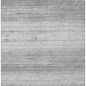 Homeroots 3' Black Ivory And Gray Striped Indoor Outdoor Area Rug - Stylish, Washable, And Stain Resistant! 10' X 14' Polyester 589685