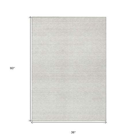 Homeroots 3' Black Ivory And Gray Striped Indoor Outdoor Area Rug - Stylish, Washable, And Stain Resistant! 3' X 5' Polyester 589686